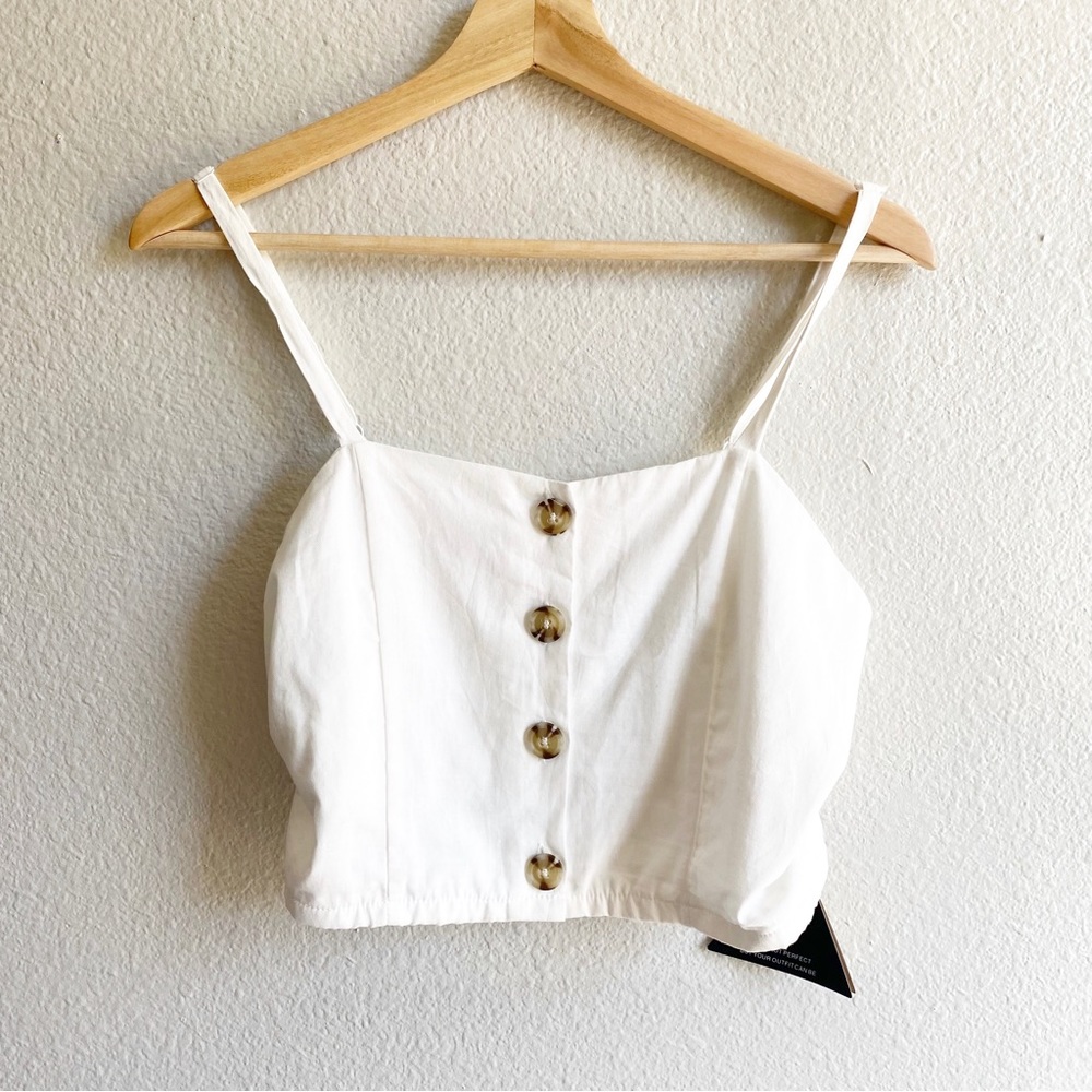 NWT Purple Snow White Button Front Cropped Tank Top Size Large